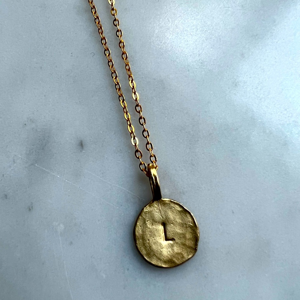 NWT dainty L initial necklace- 14k gold plated